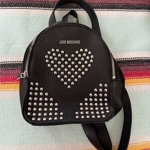 Love Moschino Black Backpack with Silver Studs